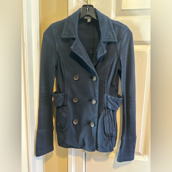 James Perse Jackets & Blazers - James Perse Navy Double Breasted Knit Jacket Size 1 (S/M)